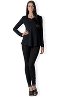 The Debbie hooded A-line bamboo jersey long sleeve tee
