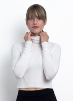 Jane cropped long sleeve turtle neck in bamboo jersey