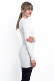 Insook bamboo jersey long sleeve blouse with neck fringe