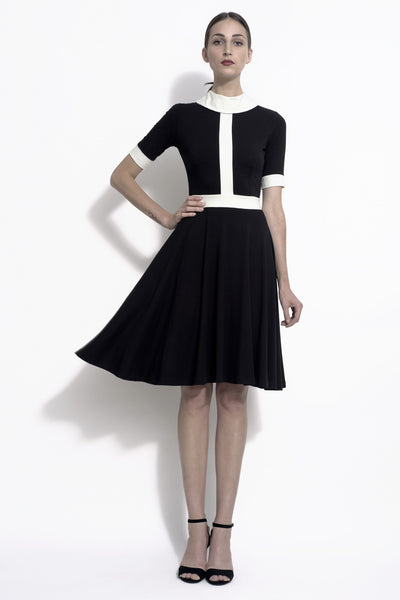 Monika colorblock dress with contrasting collar and waist