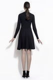 Kayley vintage style little black dress in french terry with bow accent collar