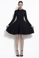 Kayley vintage style little black dress in french terry with bow accent collar