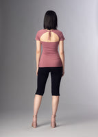 Ruby trapeze neckline short sleeve top with back tie detail