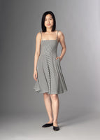 Rosa spaghetti strap sun dress in micro stripe