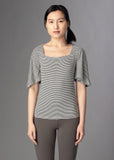 Dottie square neckline micro striped blouse