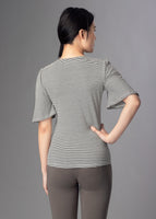 Dottie square neckline micro striped blouse