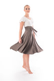 Andrea bamboo and organic cotton jersey midi circle skirt with a built in tie belt