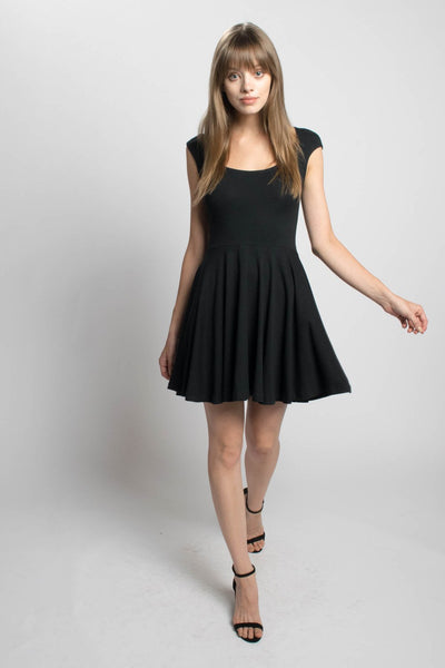 Brooke knee length short sleeve classic little black dress DEVINTO Brooke knee length short sleeve classic little black dress DEVINTO