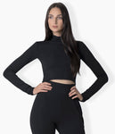 Jane cropped long sleeve turtle neck in bamboo jersey