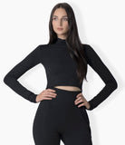 Jane cropped long sleeve turtle neck in bamboo jersey