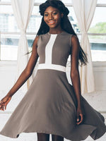 Nika colorblock dress with contrasting front detail and waist